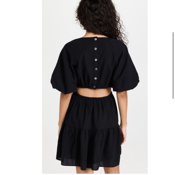 Madewell Seersucker Puff Sleeve Cutout Mini Dress - Picture 7 of 13